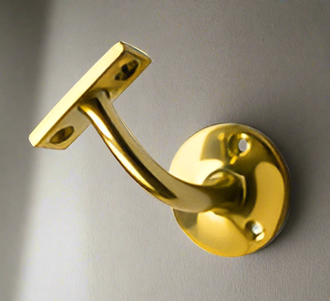 Handrail Bracket - Polished Brass - Stair handrail bracket product photo