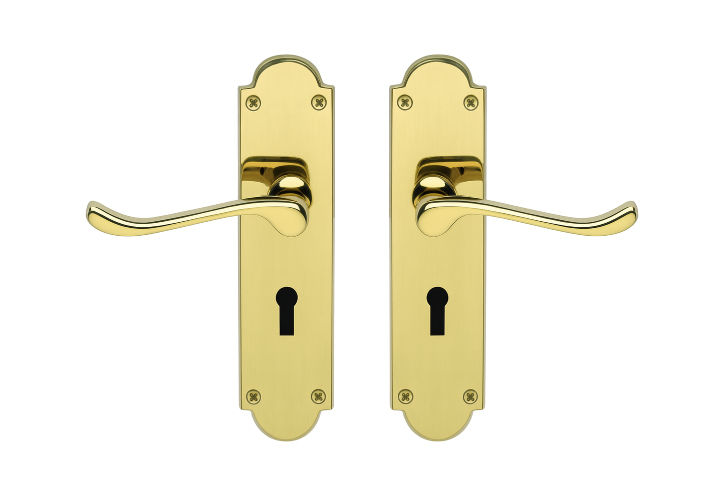 Heritage Lever Door Handles With Keyhole - Polished Brass