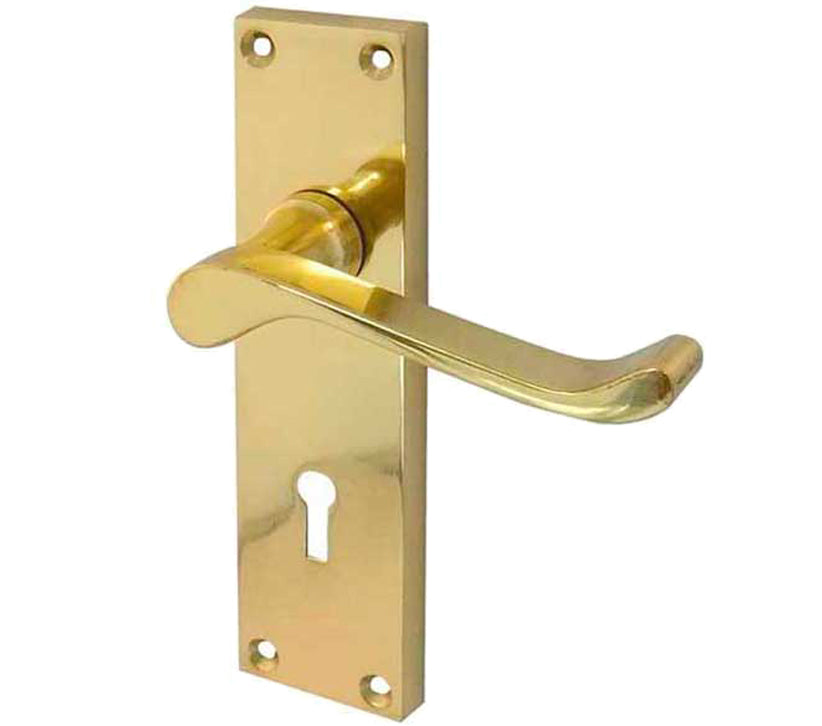 Victorian Style Lever Door Handles With Keyhole - Polished Brass