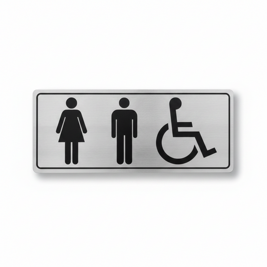Washroom Sign - Stainless Steel - Closeout Special