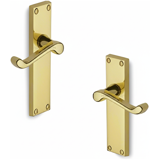 Victorian Lever Door Handles With Latch - Polished Brass