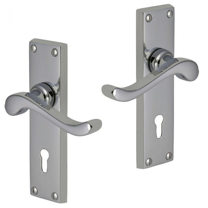 Victorian Lever Door Handles With Mortice Lock - Chrome