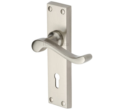Victorian Lever Handles With Mortice Lock - Satin Nickel