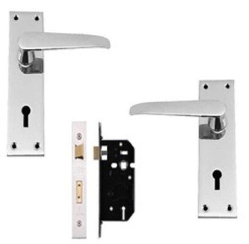 Highmark Lever Door Handles With Mortice Lock - Satin Chrome
