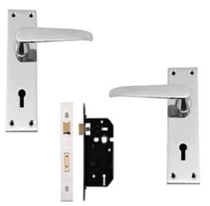 Highmark Lever Door Handles With Mortice Lock - Satin Chrome