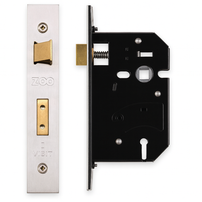 Highmark Lever Door Handles With Mortice Lock - Satin Chrome