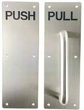 Door Handle And Push Plate Set - Stainless Steel - Commercial Grade