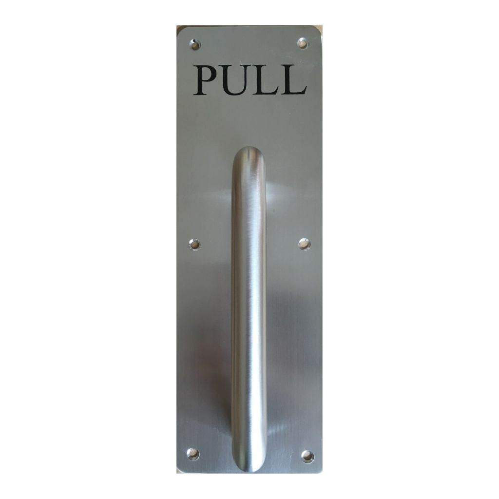 Pull Door Handle With Plate - Stainless Steel Commercial Grade