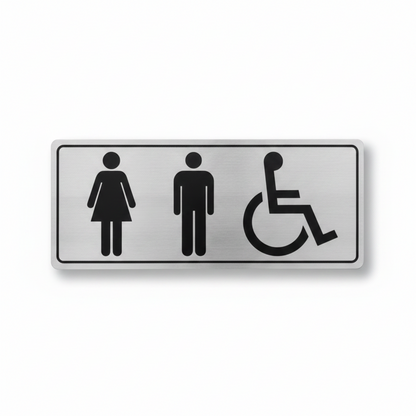Washroom Sign - Stainless Steel - Closeout Special