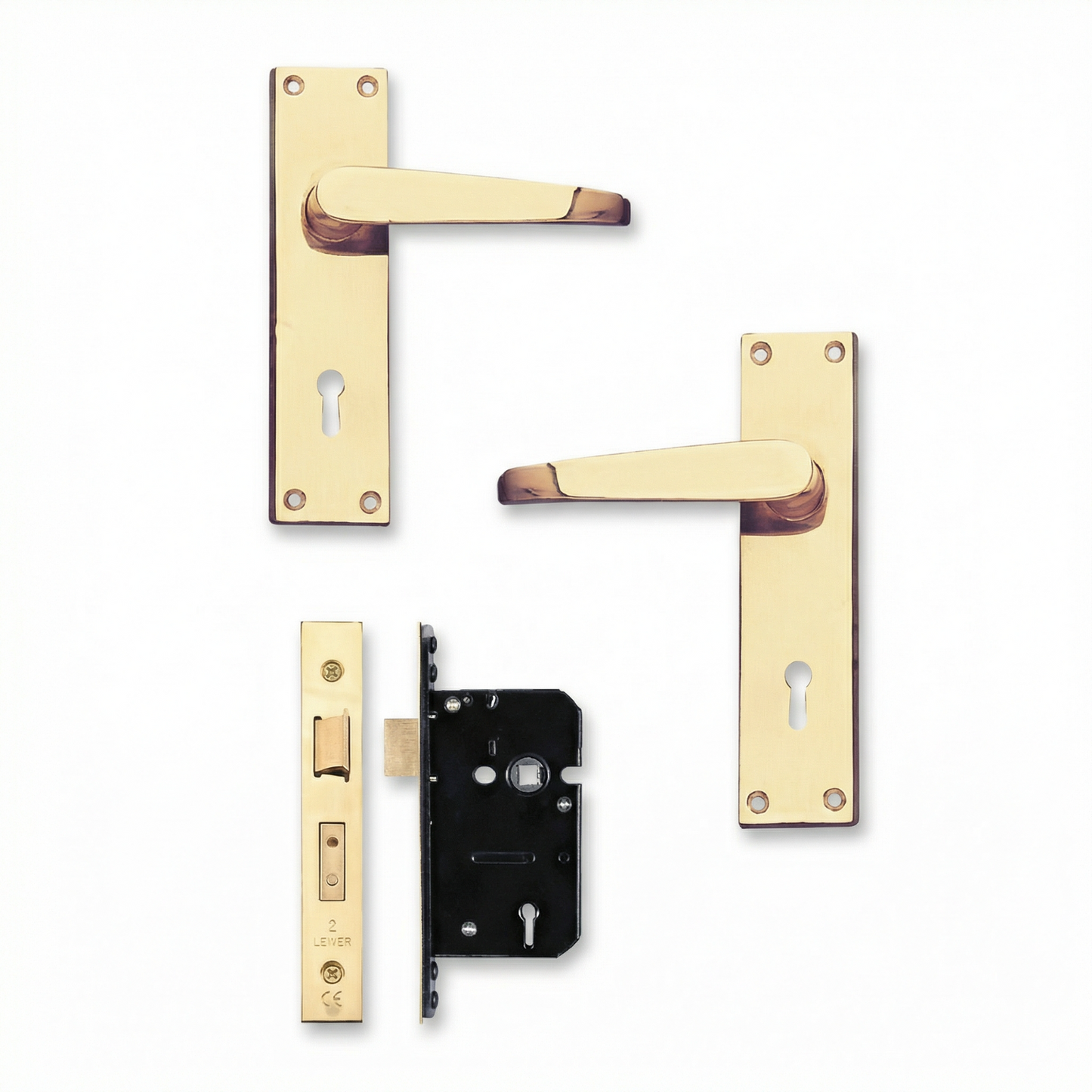Highmark Lever Door Handles With Mortice Lock - Polished Brass
