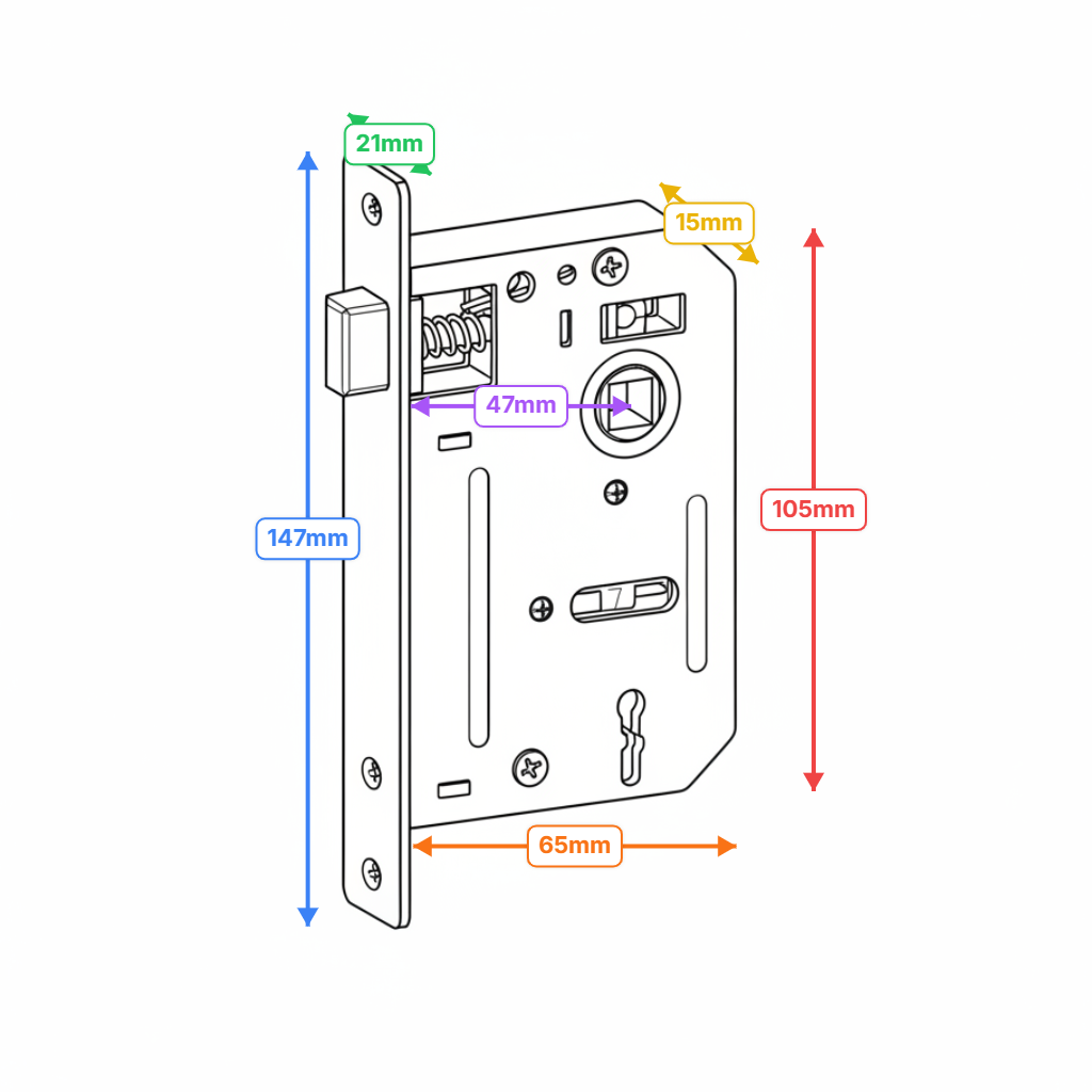 Mortice Lock With Keys - Satin Nickel
